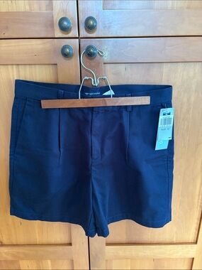 Dockers Navy Pleated High-Rise Shorts